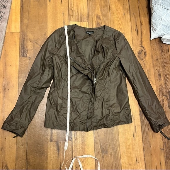 Eileen Fisher Brown Moto Jacket Cotton Size Small L - Picture 2 of 8